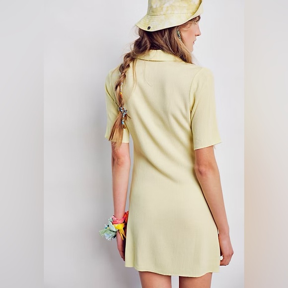 Free People Something Casual Mini Dress Yellow Beach Button Down Short Sleeve - Picture 3 of 10
